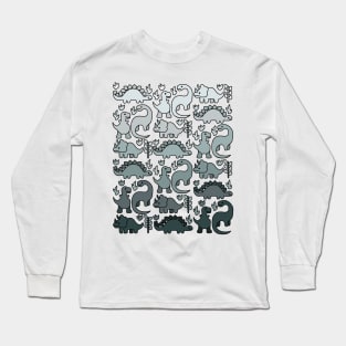 Monochromatic Dinosaurs Long Sleeve T-Shirt